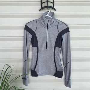 Grey Stripped Half Zip Pullover